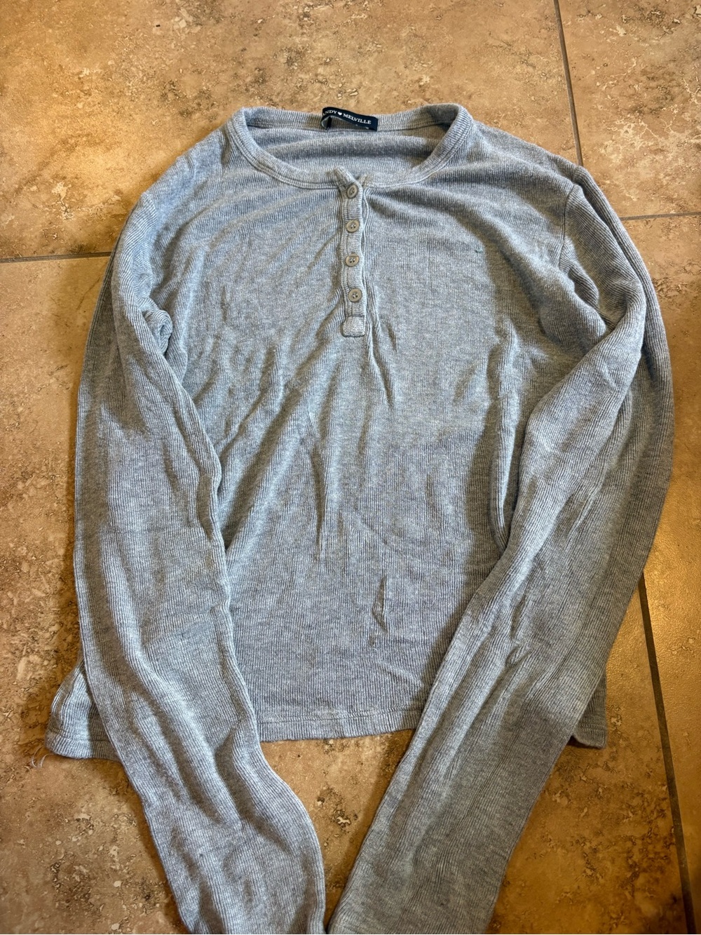 Brandy Melville Grey Henley Sweater
